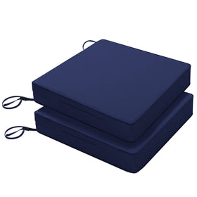 Favoyard blue outdoor chair cushion on a patio for comfortable seating