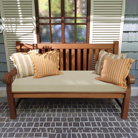 Favoyard outdoor cushion with ties keeps seat pad securely in place.