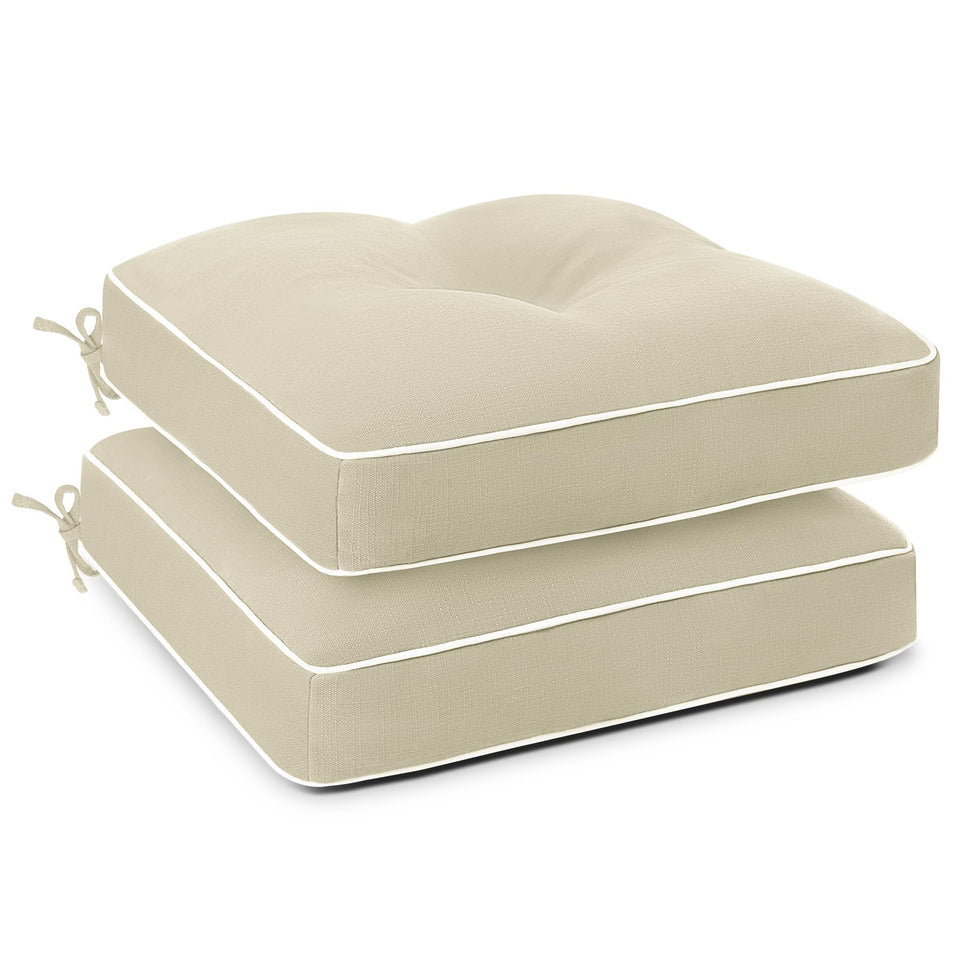 Favoyard 19x19 beige patio chair cushions in a 2-pack for outdoor seating.