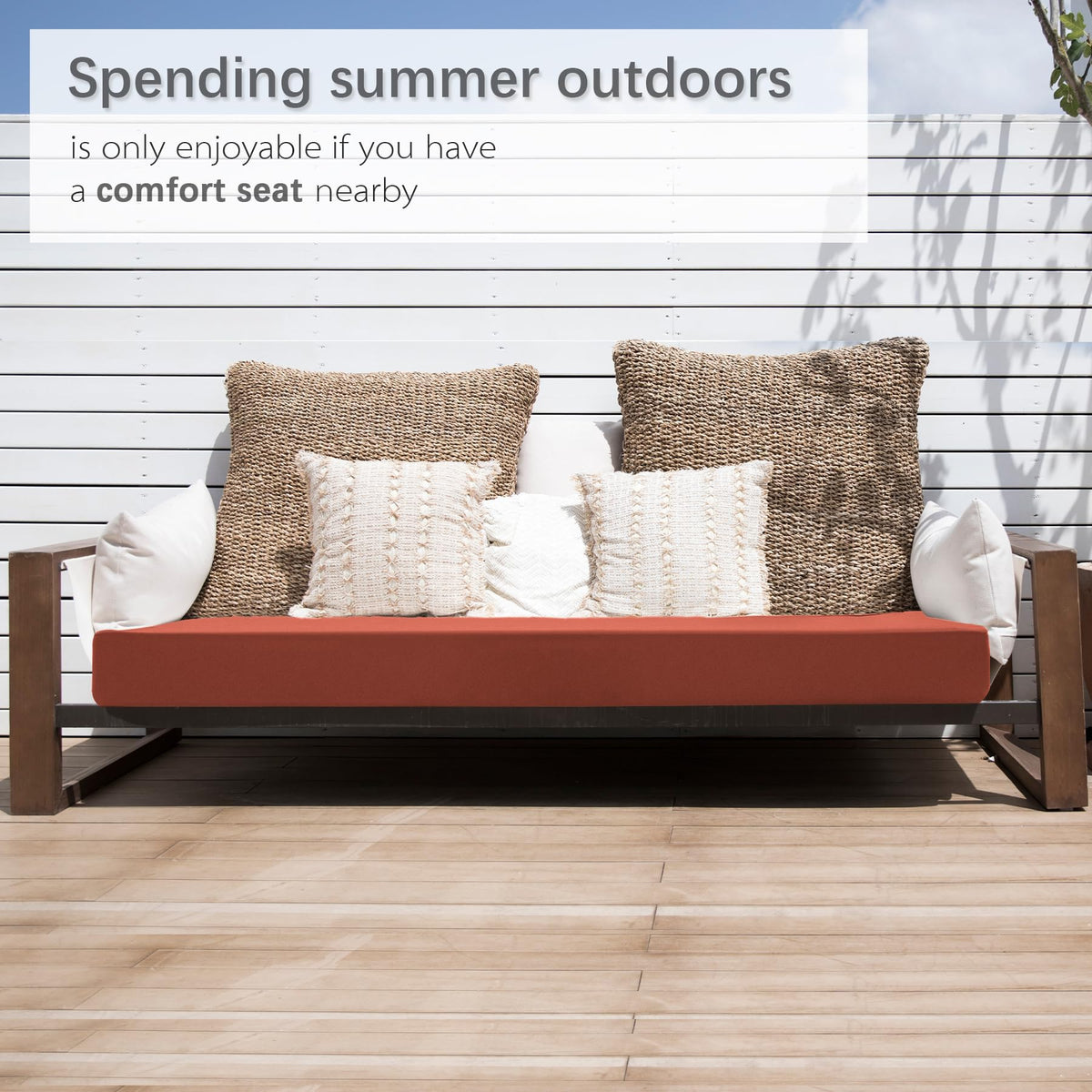 Favoyard Spice cushion elevates patio set with durable fabric