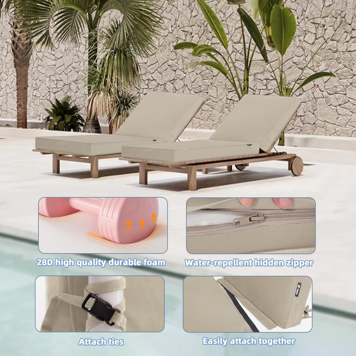Favoyard removable covers with zippers and ties for secure, easy cleaning
