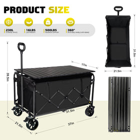FAVSH wagon with table attachment deployed for camping setup