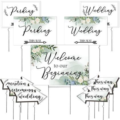 Fayavoo Welcome to Our Beginning sign with stake provides clear venue entry guidance