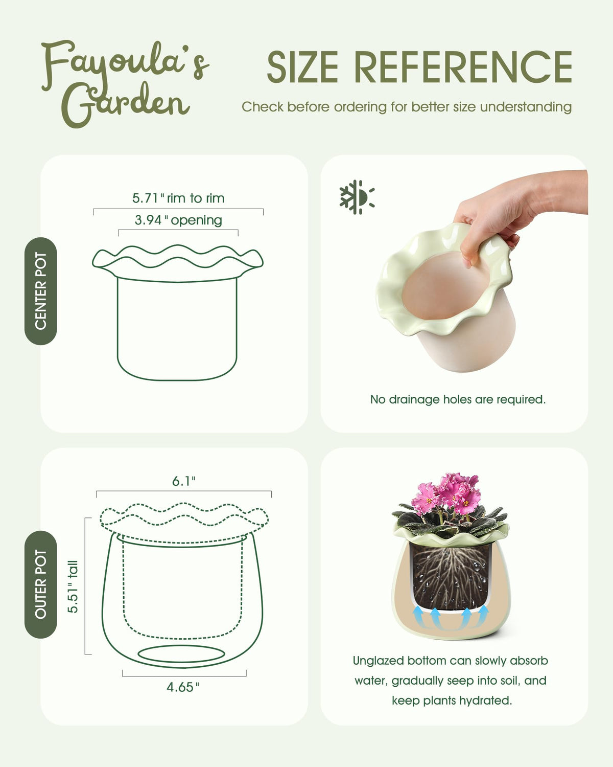 Fayoula glossy ceramic finish adds elegance to any room while keeping plants hydrated.