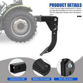 Depth adjustment on the FAYUWUOX trencher showing 12.5"–18.5" range.