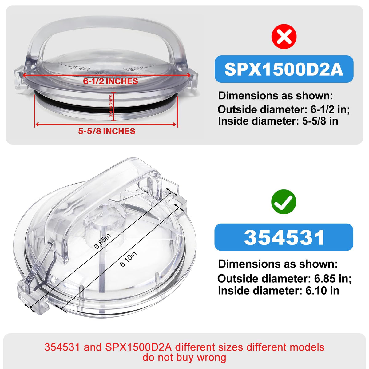 FBULWSEC 354531 lid outer diameter dimension shown for precise fit