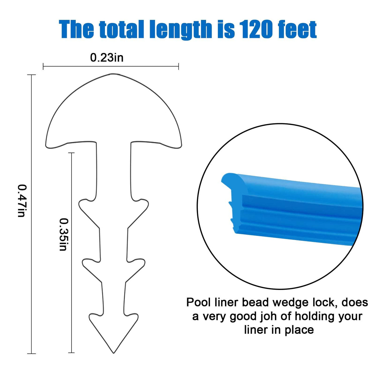 FBULWSEC bead lock roll in blue keeps liner in place for above-ground and in-ground pools