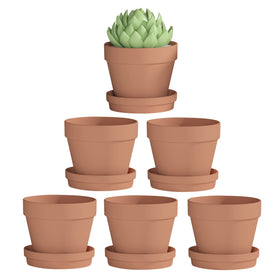 Fcacti 6-inch clay pot with saucer pair for easy water containment