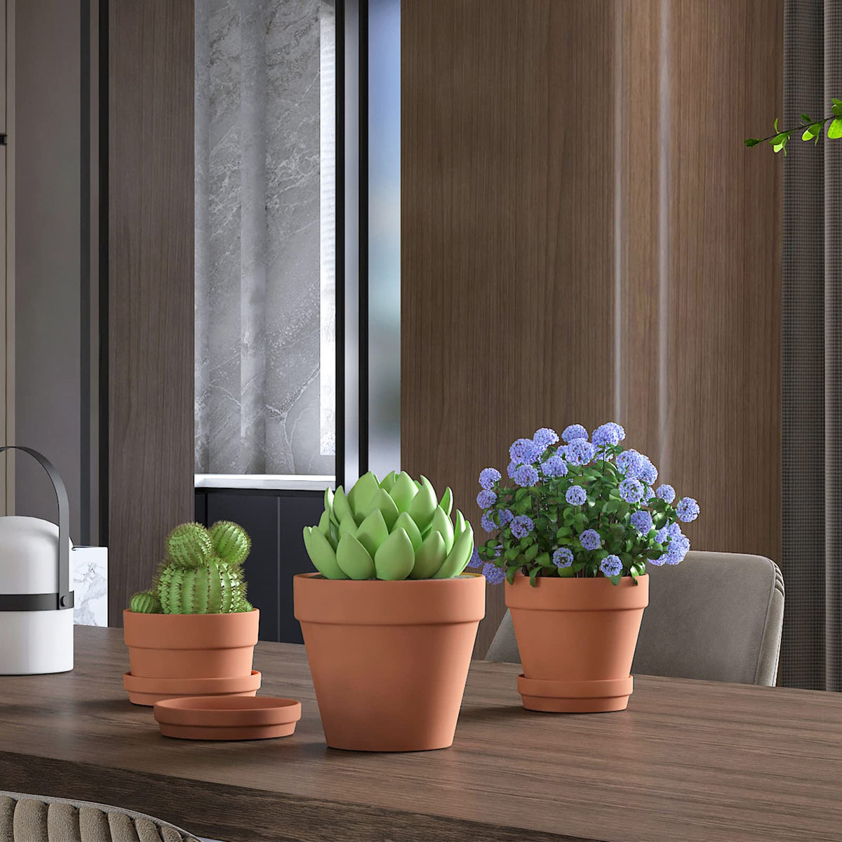 Fcacti pot saucer base protects floors and keeps surfaces clean.