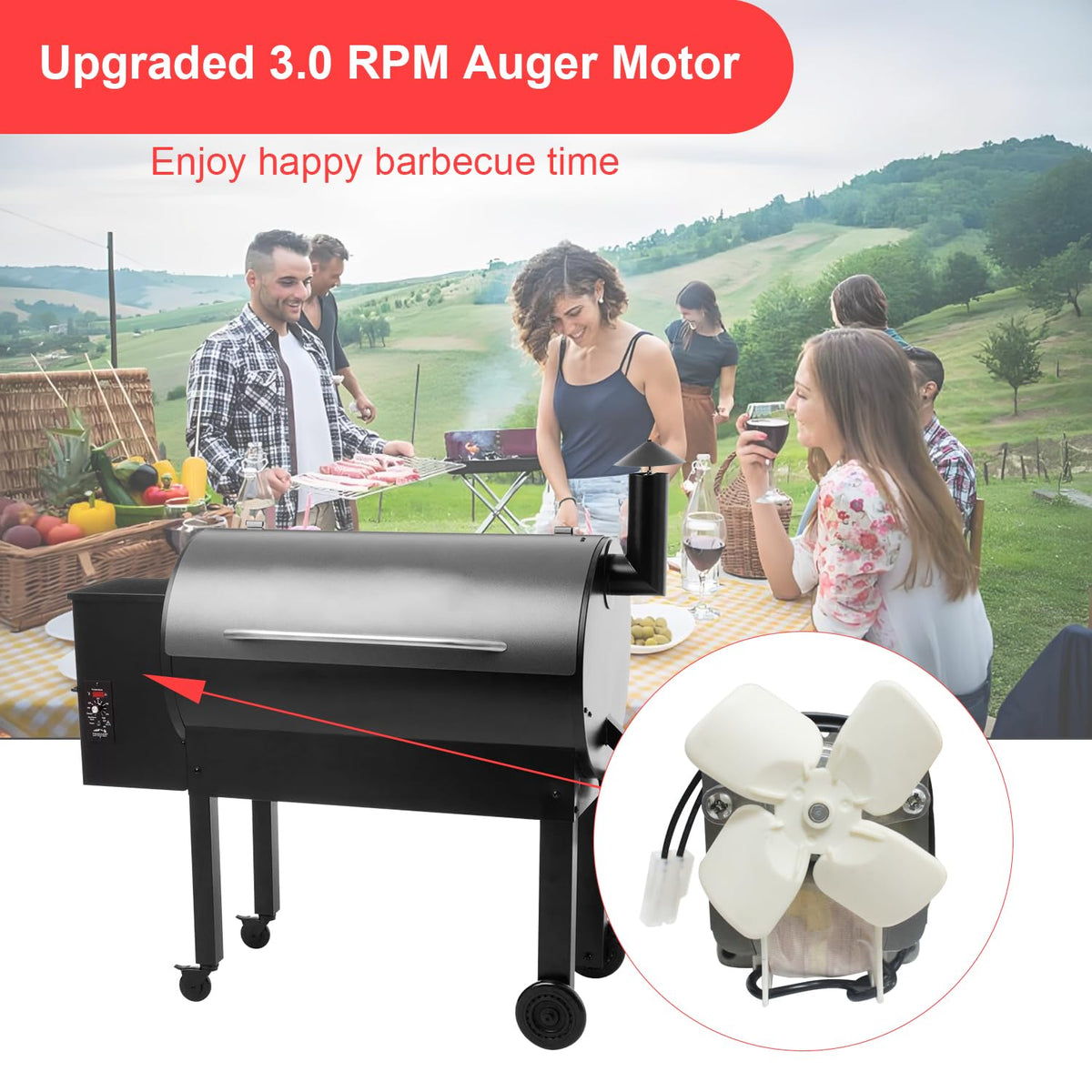 FCCUM auger motor highlights easy installation and quick return to grilling