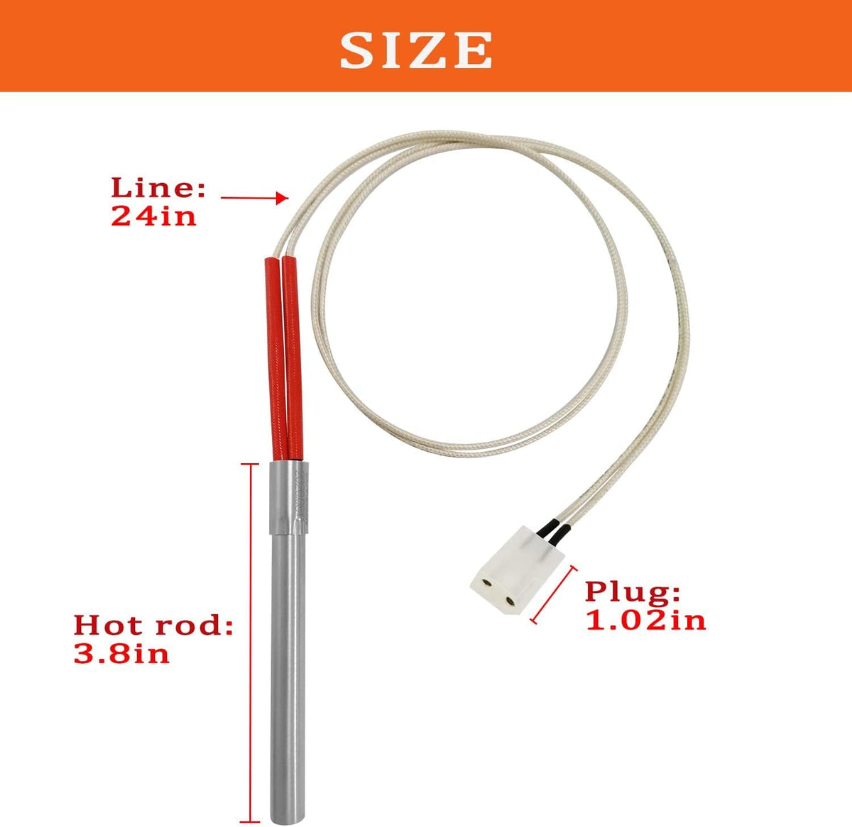 FCCUM hot-rod ignitor with 24-inch lead for consistent ignition.