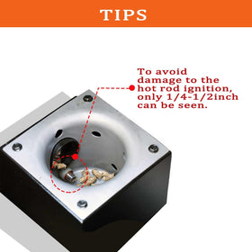 FCCUM ignitor positioned at the firepot bottom for efficient hardwood ignition.