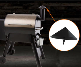 FCCUM chimney cap installed on grill demonstrates a snug fit and clean look.