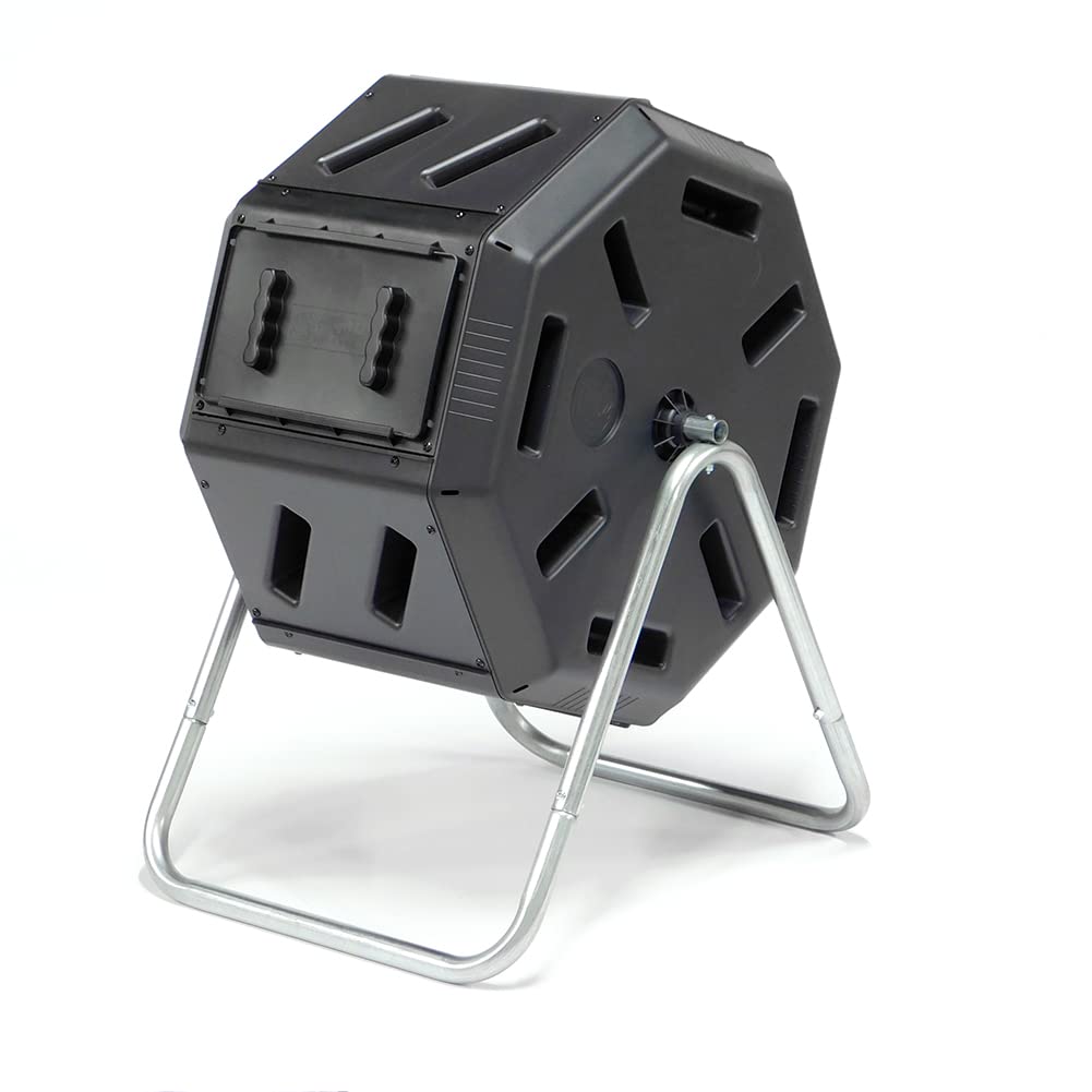 FCMP Outdoor IM2000 front view highlights compact 22.5 gallon capacity for backyard composting.