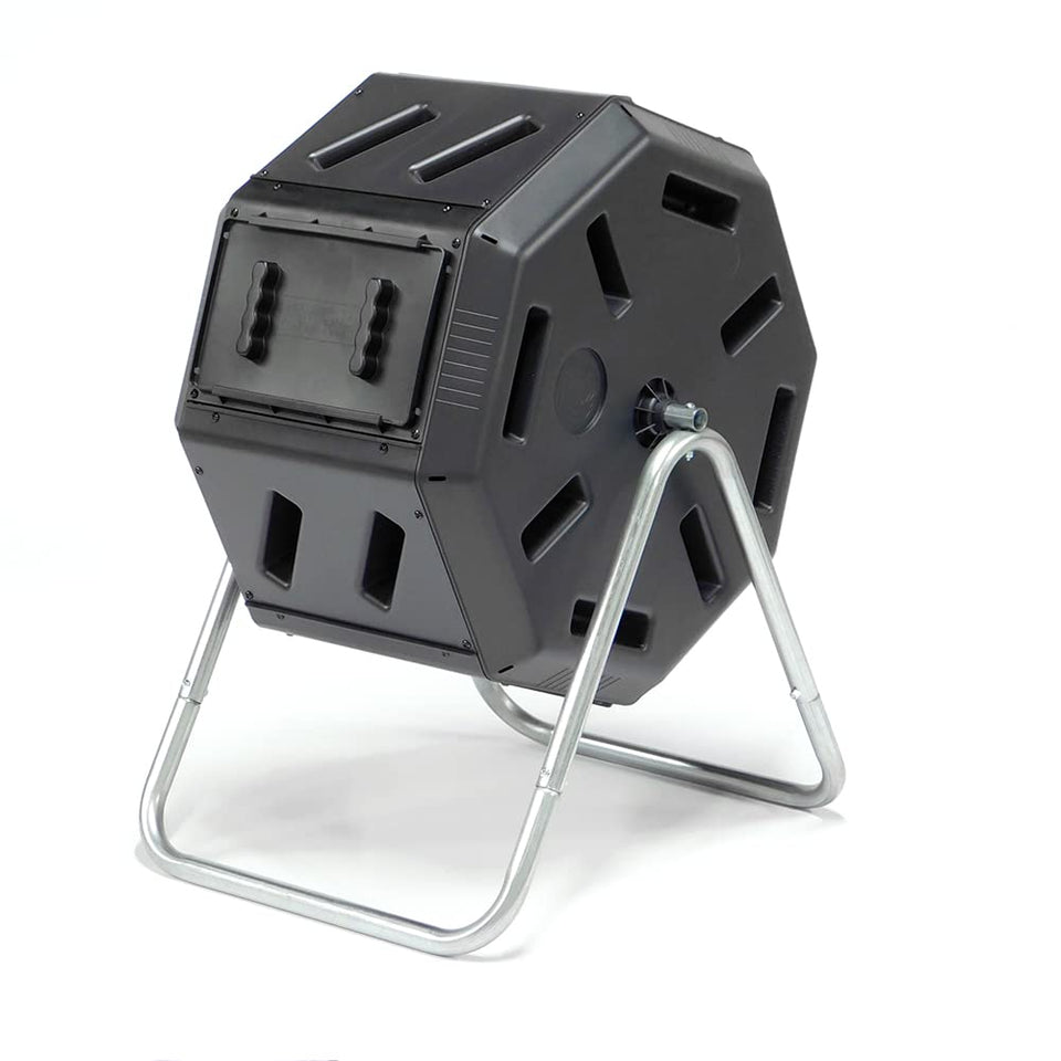 FCMP Outdoor IM2000 front view highlights compact 22.5 gallon capacity for backyard composting.