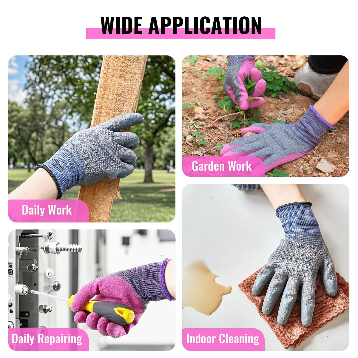 FCTTD colorful glove pack in sizes 3 or 6 is a practical gift for gardeners.