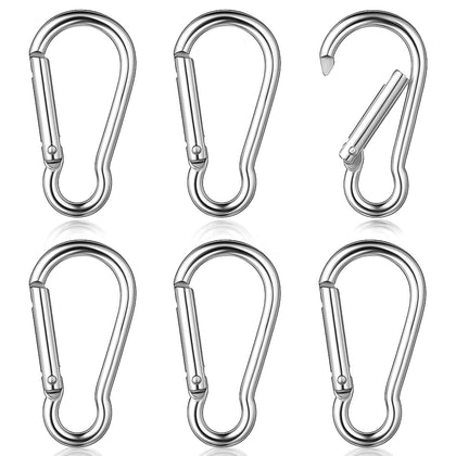 FdcZeyxior flagpole clip set: six silver carabiners for flags with grommets.