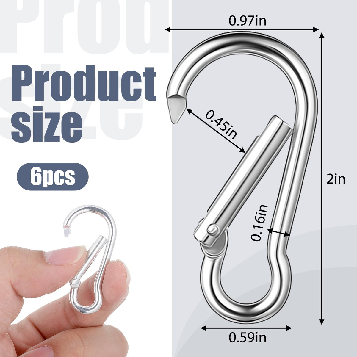FdcZeyxior aluminum flagpole carabiner close-up showing smooth spring hook.