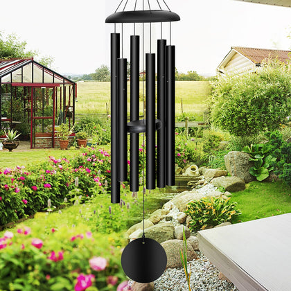 FDOCOI wind chimes outdoor 38-inch bronze in a sunny garden for peaceful ambience