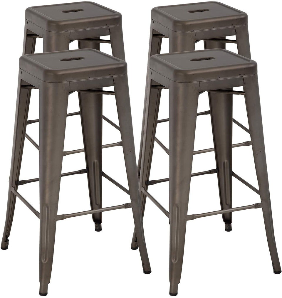 FDW 30-inch stackable bronze metal bar stool for indoor or outdoor dining