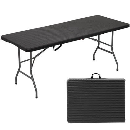 FDW 6ft outdoor dining table folded for portability and storage