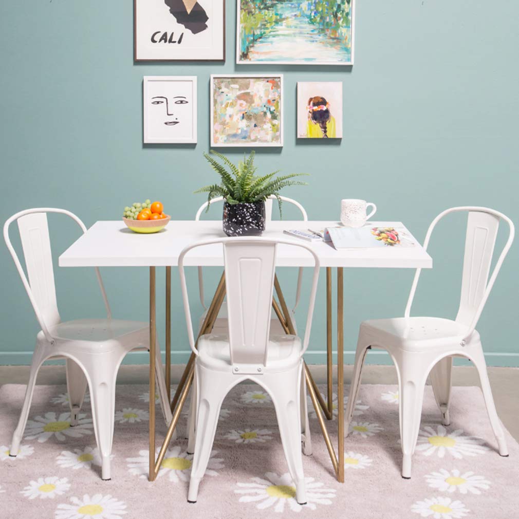 FDW cream metal chairs with detachable backrest for flexibility.