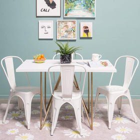 FDW cream metal chairs with detachable backrest for flexibility.