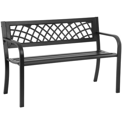 FDW garden bench grid backrest adds porch style and comfort