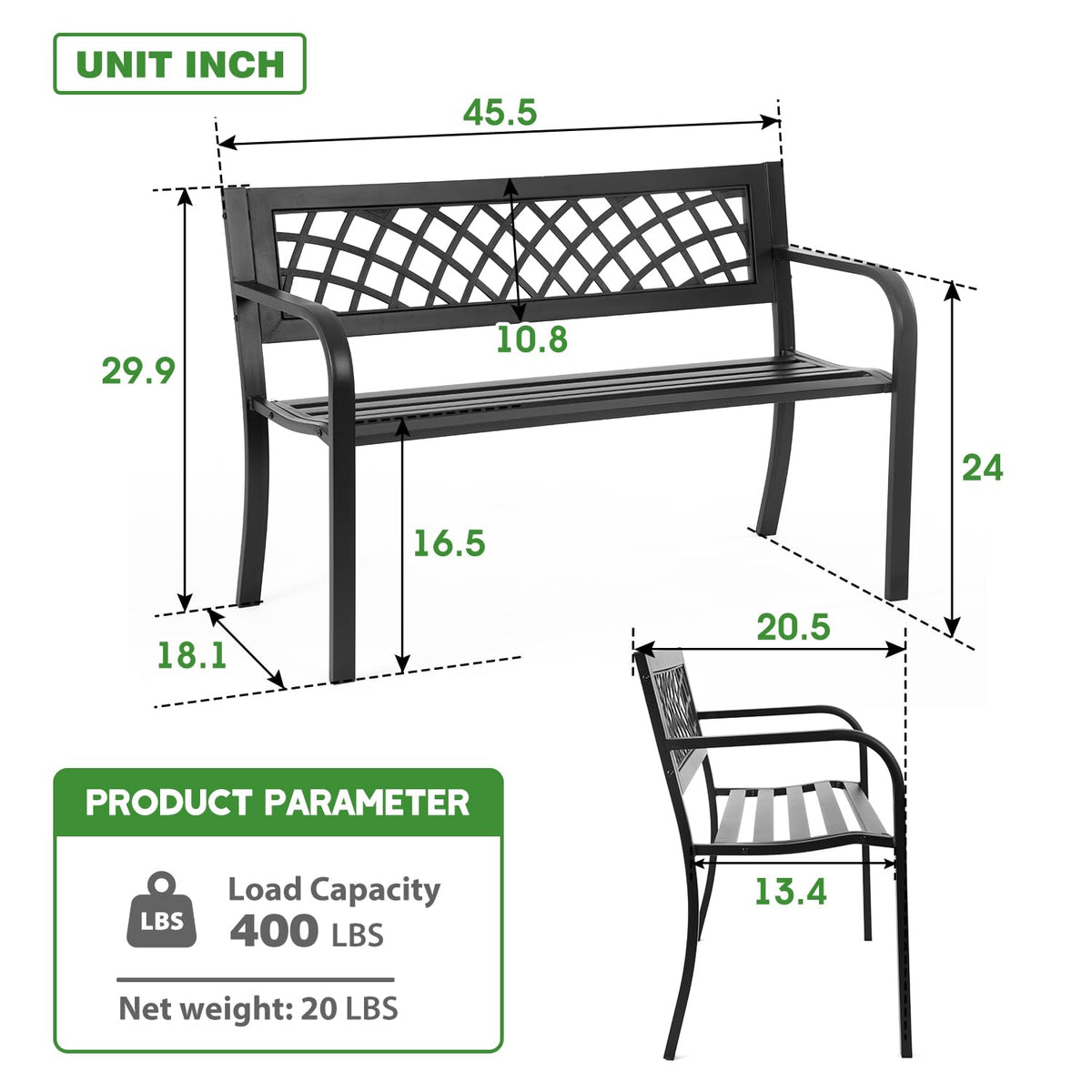 FDW garden bench seats two adults for casual relaxation