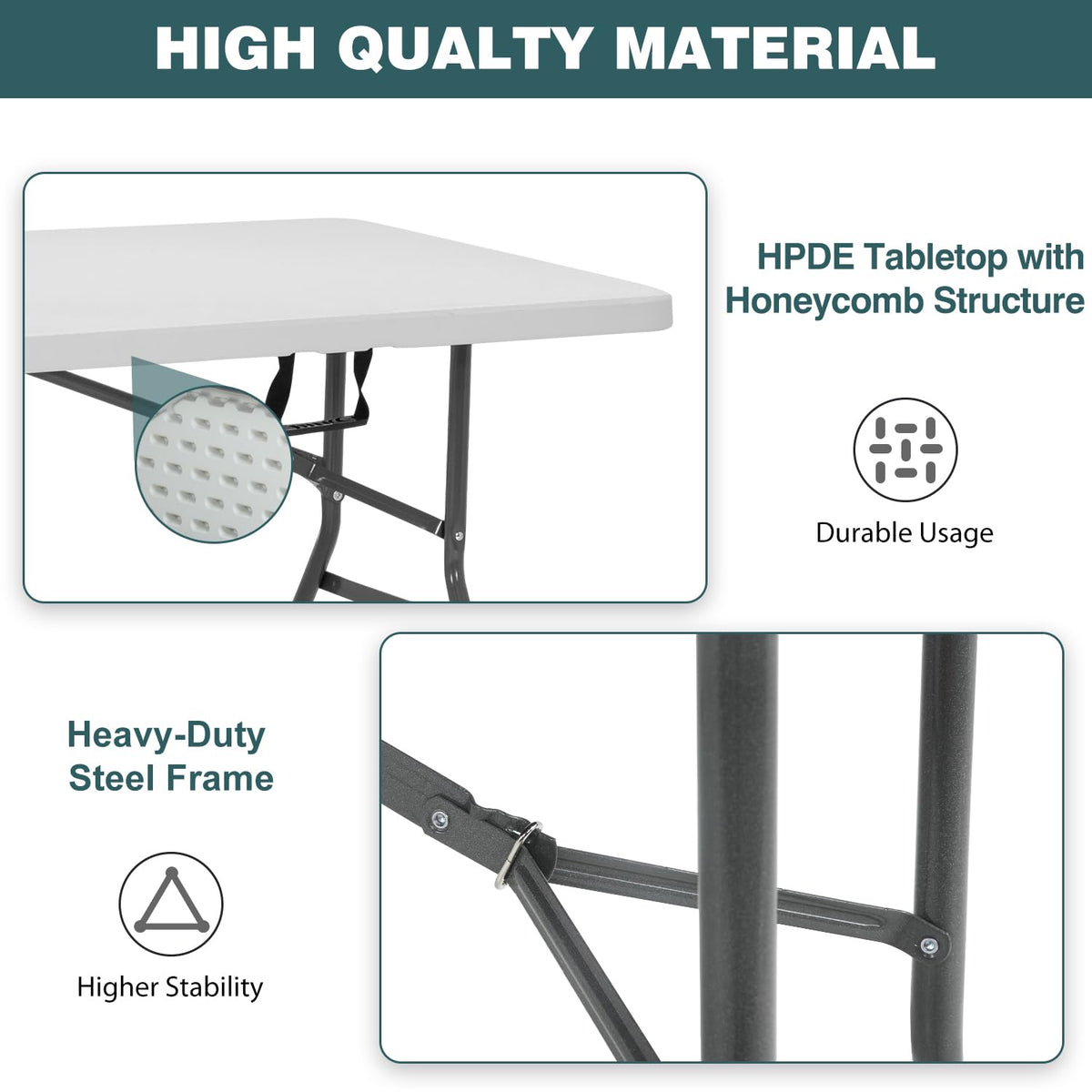 fdw powder-coated steel legs provide stable outdoor support