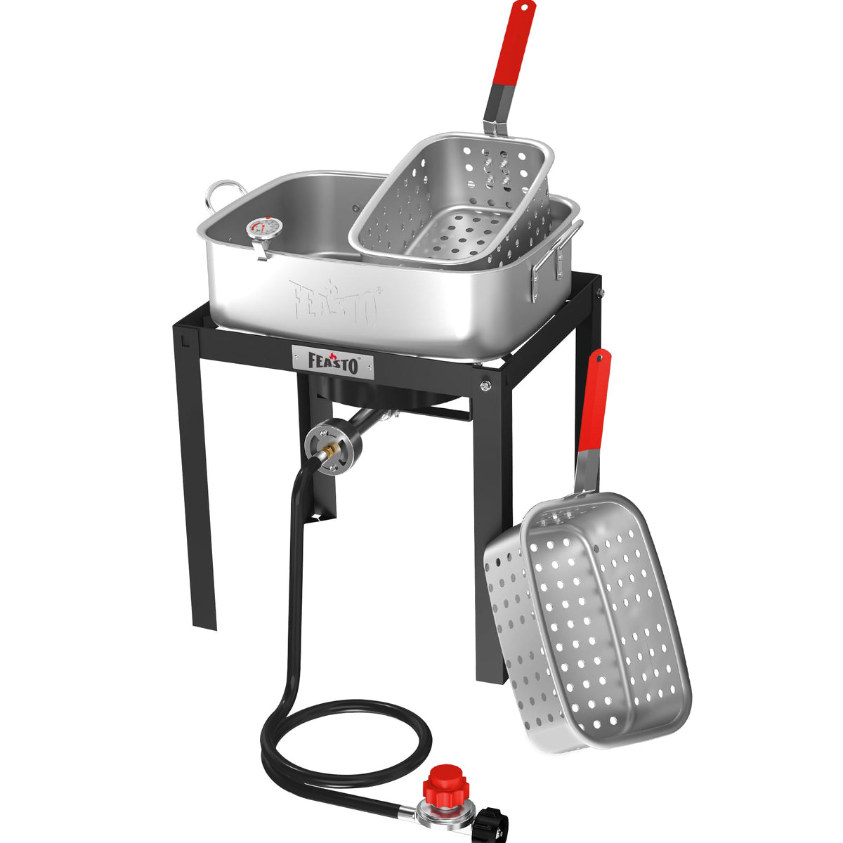 Feasto 18 Qt Fish Fryer pot ready for outdoor cooking and crispy results.