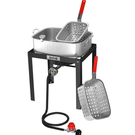 Feasto 18 Qt Fish Fryer pot ready for outdoor cooking and crispy results.