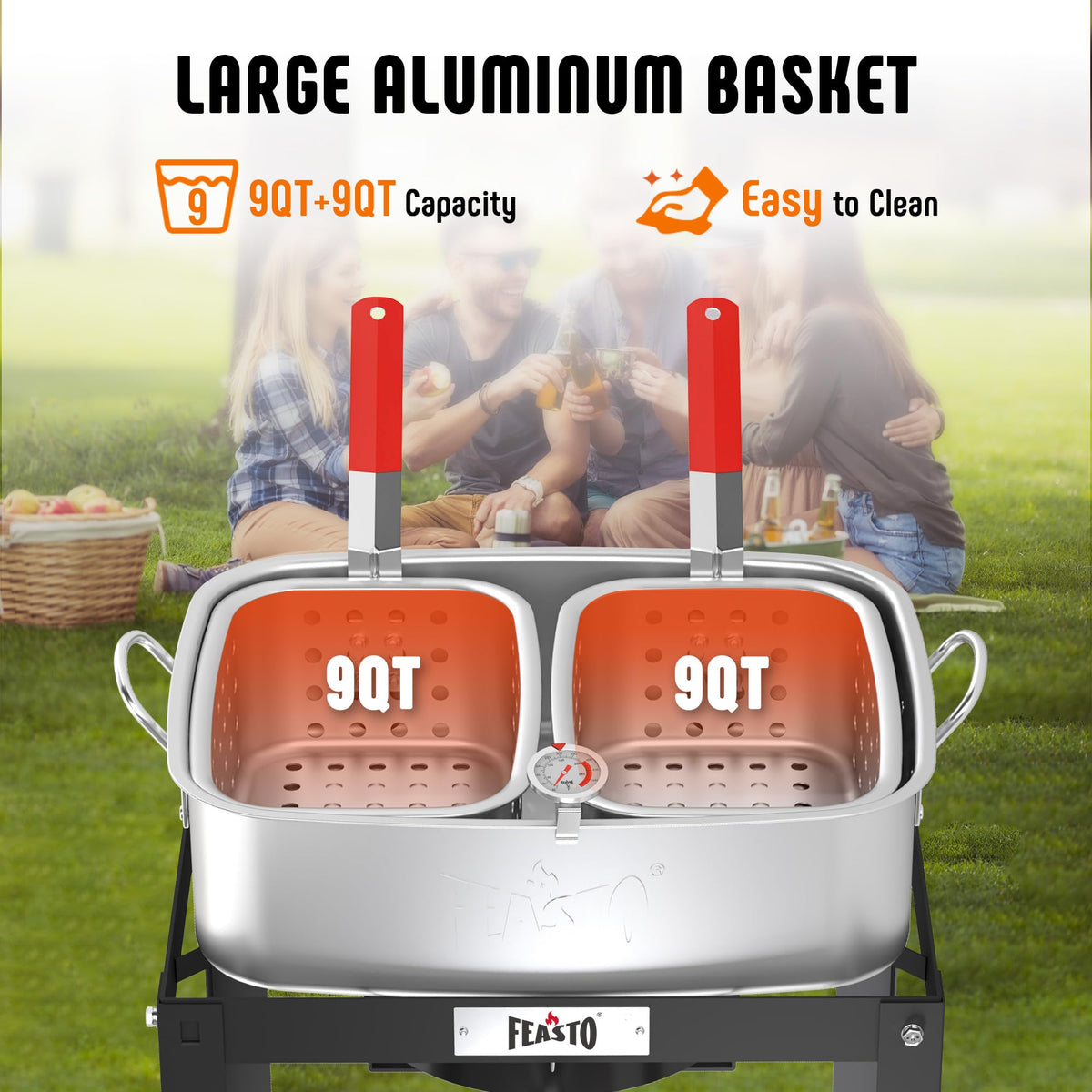 Feasto 5-psi regulator helps maintain a steady, safe flame during outdoor cooking.