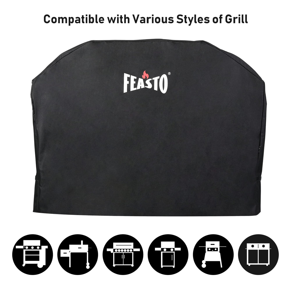Feasto grill cover side handles for easy removal and replacement