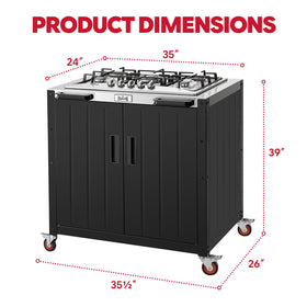 Feasto left cabinet storage area open for spices and tools