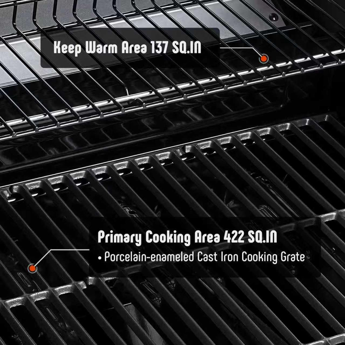 Feasto built-in thermometer helps monitor heat during busy backyard cookouts.