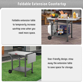 Feasto grill table main surface supports heavy pots and pans.