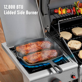Feasto three tool hooks and non-slip handles support efficient outdoor cooking.