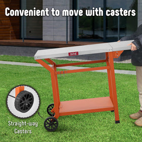 Feasto movable grill table mobility with casters and legs for easy positioning