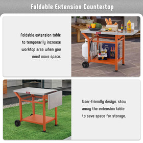 Feasto movable grill table stainless countertop resists rust and stains