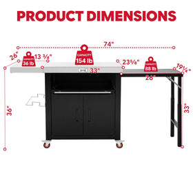 Feasto cabinet storage island keeps tools and ingredients organized outdoors.