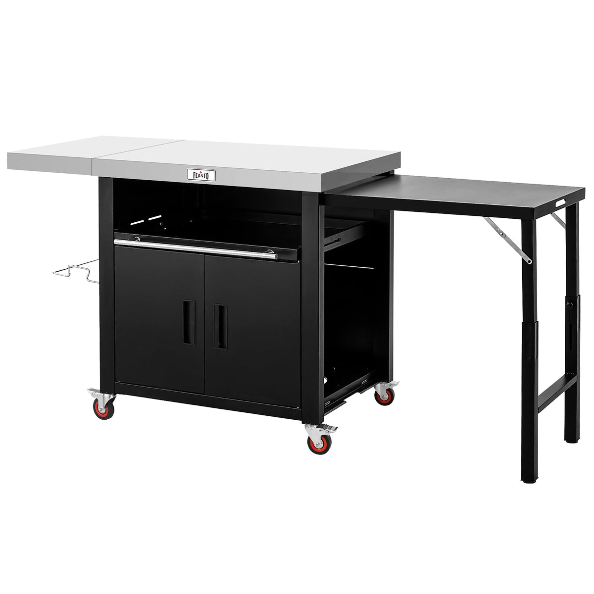 Feasto outdoor kitchen island with stainless steel top for durable grilling prep.