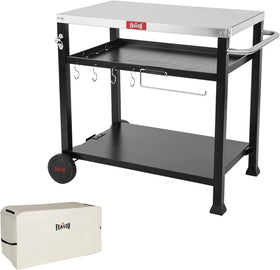 Feasto three-shelf movable cart top shows versatile outdoor storage and mobility benefits.