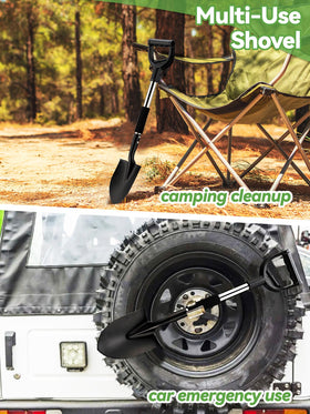 Feblomst shovel all-season tool for gardening, camping, and off-road tasks.