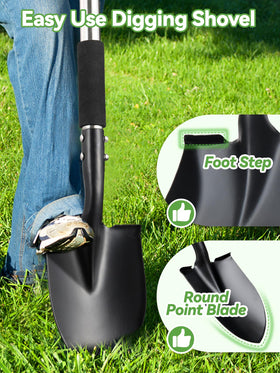 Feblomst shovel anti-rust coating resists weather for longevity.
