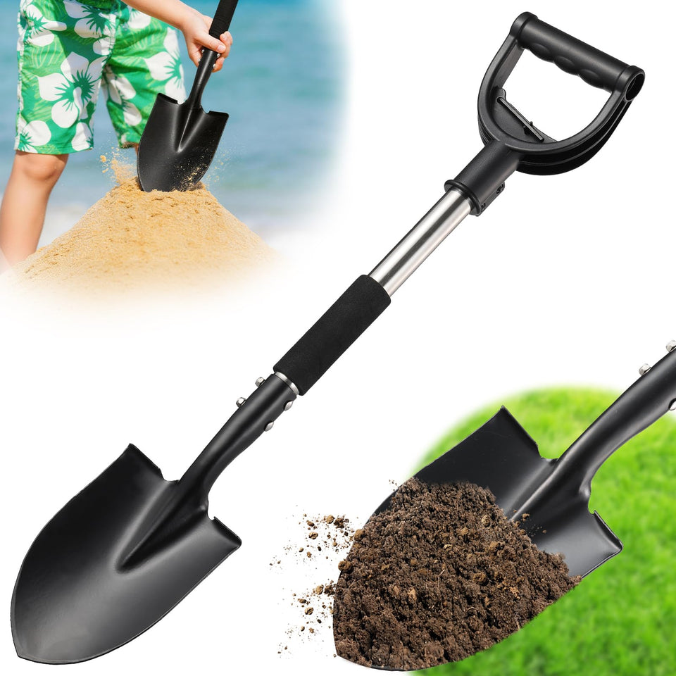 Feblomst shovel with D-handle for comfortable digging in tight spaces.