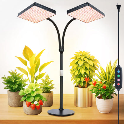 FECiDA 2026 2Head tabletop grow light front view showing compact design for seed starting