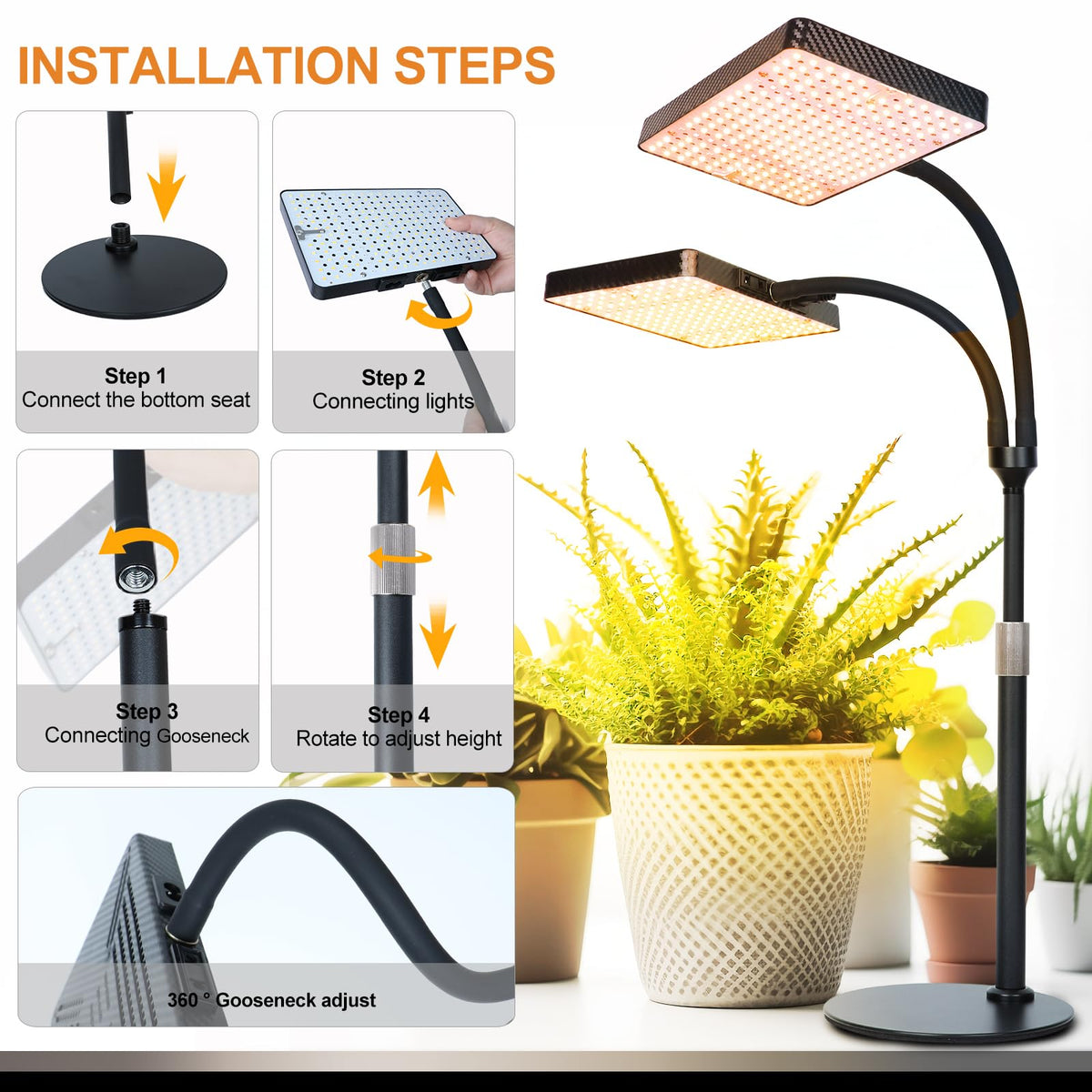 FECiDA 2026 2Head tabletop grow light indoor plants brings warmth and bright focus