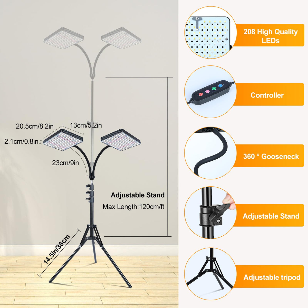FECiDA 2026 360 gooseneck angles light precisely for plants