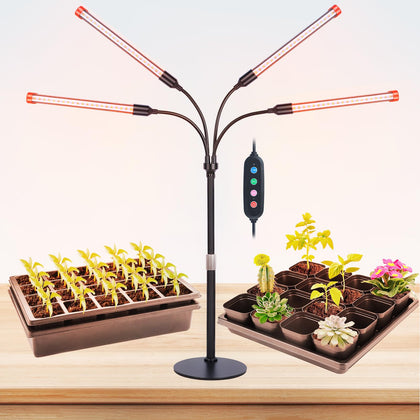 FECiDA 2026 4Head on-desk front view showing compact grow light for seedlings